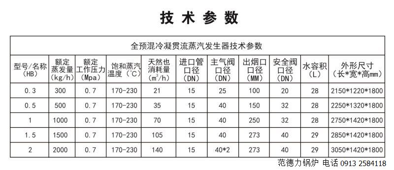 燃?xì)庹羝l(fā)生器技術(shù)參數(shù)